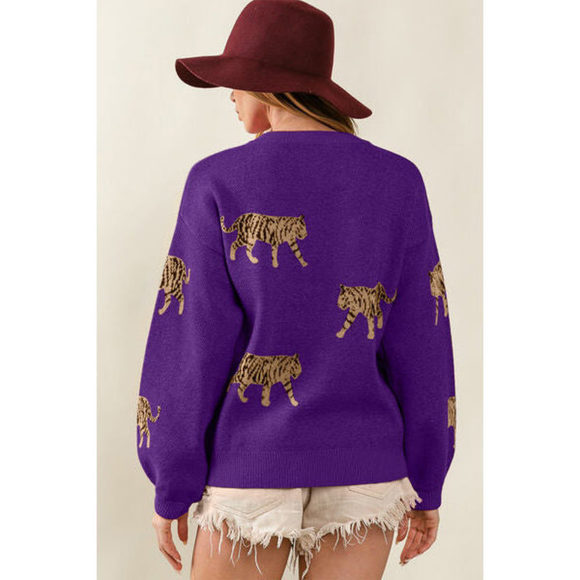 BiBi Tiger Pattern Long Sleeve Sweater - Picture 8 of 8